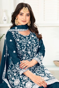 New Collection Modern Heavy Chinnon Silk Embroidery <b>Top</b> Bottom and Dupatta Set for <b>Party</b> Occasions with Quick Dry Feature - Product Image 3