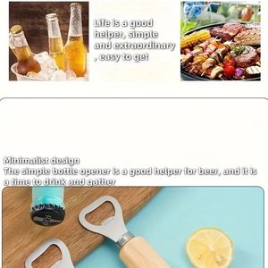 Sacacorchos de Acero Inoxidable Reforzado con Mango de Madera, Abridor de Botellas de Vino y Cerveza - Product Image 4