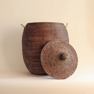 Meilleur prix de gros 100% naturel jonc de mer tissé à la main panier de rangement conception Flexible décor à la maison usine directe Vietnam stockage - Product Image 1