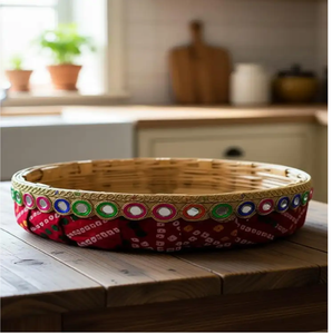 Rustic Dark Brown Oval Woven <b>Bamboo</b> Nesting Display <b>Baskets</b> Thick Durable Handles Eco-Friendly Hanging Design for Hotels - Product Image 3