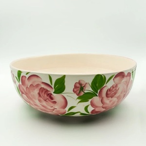 Elegant Ceramic Serving Bowl with Handpainted Rose Artwork Wide Deep Design and Luxury Tabletop Presentation - Product Image 4