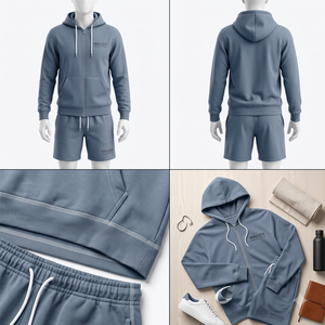 Conjunto Deportivo de Verano con Capucha, Personalizable, Unisex, Transpirable, de Peso Medio, Ecológico, Tallas Grandes, Absorbente de Sudor, Dos Piezas, Casual - Product Image 4