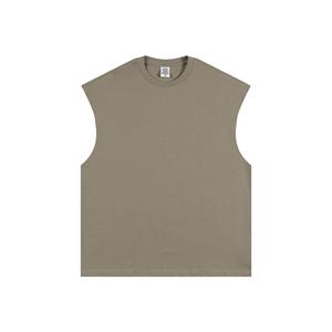 Camiseta sin mangas de punto para hombre, talla grande, estilo urbano, holgada, color tierra sólido, 180g, de marca de moda, Colección Primavera/Verano 2026 - Product Image 4