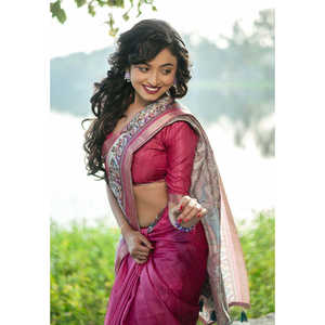 Sari en soie Tussar élégant à imprimé Madhubani, bordure tissée Zari, protection solaire, couleur rose, pour femmes indiennes/pakistanaises - Product Image 3