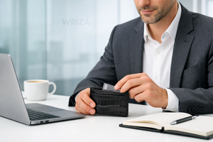 Wriza Mens Slim PU Leather <b>Wallet</b> Custom Logo Multi <b>Card</b> Case Stylish Pattern Document <b>Holder</b> Lightweight Designer <b>Wallet</b> - Product Image 3