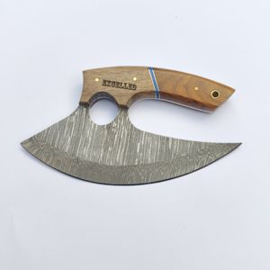 Cuchillo de chef Ullu hecho a mano de acero de Damasco, cuchillo de cocina Ullu con mango de madera y funda de cuero. - Product Image 2