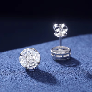 Boucles d'oreilles clous de luxe en diamant de laboratoire rond, certifiées IGI, couleur D, en or, pour femme, bijoux fins de mariage - Product Image 2