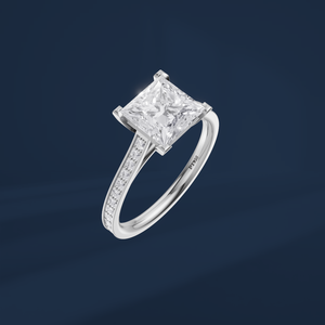 Anillo de Compromiso de Platino PT950 con Corte Princesa y Diamantes Laterales para Mujer, Estilo Clásico - Product Image 1