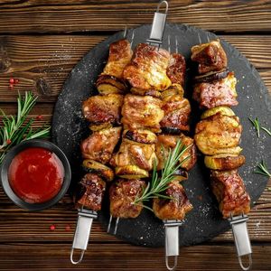 Set di 4 Spiedini per Barbecue in Acciaio Inox da 14 Pollici con Asta Scorrevole - Product Image 3