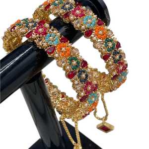 Conjunto de Joyería Étnica India de Alta Gama Hecha a Medida para Mujer, Brazaletes de Moda para Boda o Aniversario - Product Image 1