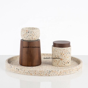 Brûleur d'Encens Arabe Oud Bakhoor en Terrazzo Gris Résine Moderne Mabkhara pour Parfum de Maison et Aromathérapie Islamique - Product Image 2