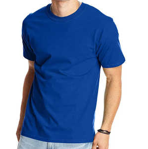 T-shirt basique bleu cobalt pour homme, manches courtes, col rond, décontracté, été, couleur unie, coupe classique, doux, respirant, mélange de coton - Product Image 1