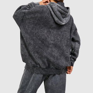 Dernières tendances : sweats à capuche en molleton de coton délavé pour femme, personnalisables pour la saison hivernale, avec impression personnalisée tricotée. - Product Image 2