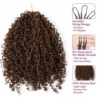 Extensions de cheveux humains au crochet marron chocolat, tresses au crochet sans nœuds effet plume pour femmes