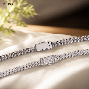 Collier chaîne en argent sterling 925 avec diamants ronds et double halo pavé pour homme – Bijou de soirée - Product Image 6