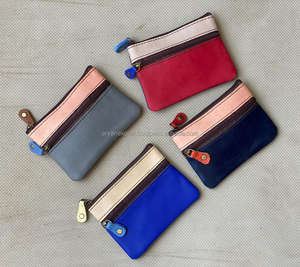 Monedero de cuero reciclado colorido portátil al por mayor monedero de doble cremallera mini tarjetero de diseñador de lujo de alta calidad - Product Image 2