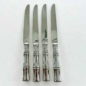 Ensemble de couteaux à dîner en acier inoxydable doré, couteaux de table vintage avec manche en bambou, couverts réutilisables pour la maison, le restaurant, la restauration hôtelière - Product Image 2