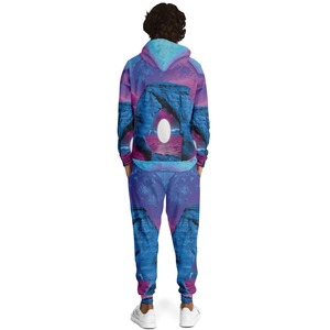 Men's Sublimation Printed Hooded Heavyweight Streetwear <b>Tracksuit</b> Breathable Quick-Dry Lightweight Elastic Waist Side Pockets - Product Image 2