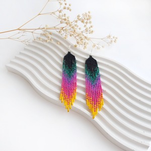 <b>Top</b> Selling Handmade Beaded Charm <b>Earrings</b> Classic Long Dangle Fashion Jewelry Certified Anniversary Wedding - Product Image 3
