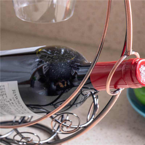 Support de bouteilles de vin en forme de lune, porte-vin en métal sur pied, finition bronze - Product Image 6