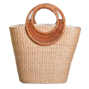 Low cost handcrafted hobo shopping beach bag straw natural straw bag bohemian for women from Vietnam