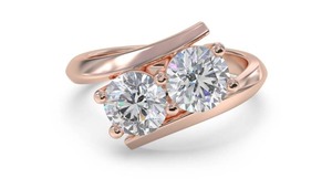 แหวนเพชรทรงกลมสองเม็ด 0.40 กะรัต เพชรเลี้ยงในห้องปฏิบัติการ ตัวเรือนทอง 18K และแพลตตินัม - Product Image 3