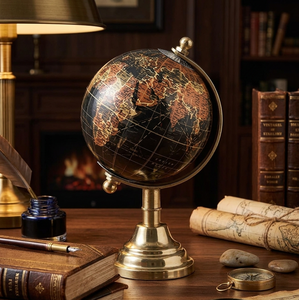 Globo Terráqueo de Escritorio Vintage de Lujo en Oro y Blanco – Globo Terráqueo Decorativo Antiguo con Base de Latón Cepillado para Oficina en Casa, Biblioteca - Product Image 6