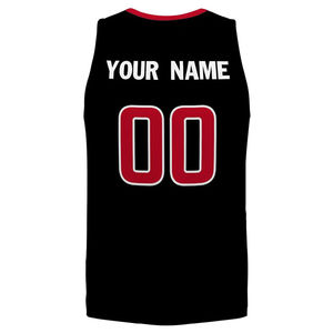 Conjunto de Uniforme de Baloncesto Teamname, Cuello en V, Sin Mangas, Impresión Sublimada, 100% Poliéster, Secado Rápido, Negro Rojo 00, Cintura Elástica, Unisex - Product Image 4