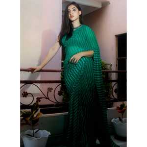 Sari de algodón Rama Green Leheriya para mujer, estilo bohemio, para playa, resort, festivales, fiestas, diseño étnico indio, de secado rápido. - Product Image 5