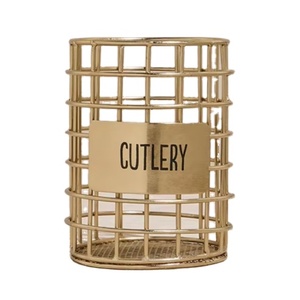 Gold Iron Cutlery Stand Modern Organiser for Dining <b>Table</b> Fork Knife <b>Spoon</b> Rack for Efficient Storage of Tableware - Product Image 1
