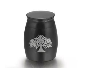 Urne funéraire moderne pour animaux de compagnie en acier inoxydable avec motif d'arbre, conteneur de crémation durable pour commémorations d'animaux - Product Image 3