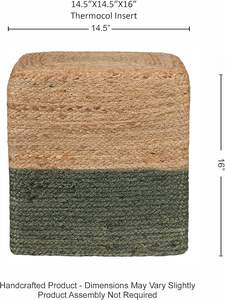 Pouf tressé en jute naturel et noir 2026, 17,5 x 20,25 pouces, repose-pieds tissé, tabourets et ottomanes - Product Image 3