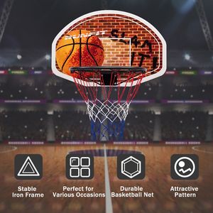Tablero de Baloncesto de Pared para Interiores con Aro y 2 Redes para Gimnasio en Casa o Uso en el Aula - Product Image 6