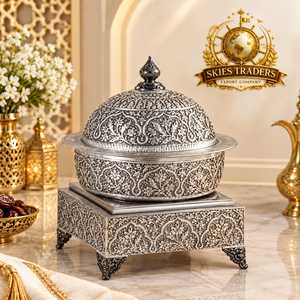 Antique Silver Embossed <b>Chafing</b> <b>Dish</b> <b>Buffet</b> Food Warmer With Ornate Square Stand Floral Etched Catering Equipment Hotel <b>Set</b> - Product Image 1