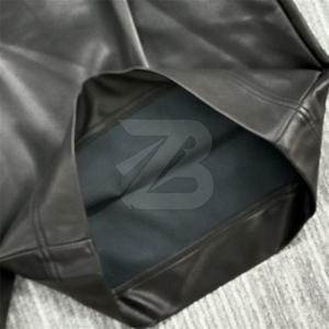 Shorts en similicuir PU pour hommes, personnalisables avec logo, noirs, amples, décontractés, style chino - Product Image 5