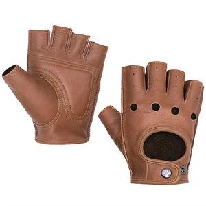 Gants de sport pour vélo en cuir bleu style rétro, respirants, demi-doigts, compatibles écran tactile, détection par aiguille, non doublés - Product Image 1