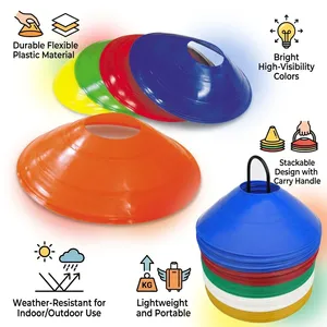 Cônes d'entraînement souples en plastique PE, marqueurs sportifs légers et empilables pour les exercices de vitesse et de travail au sol en football, soccer et rugby - Product Image 3
