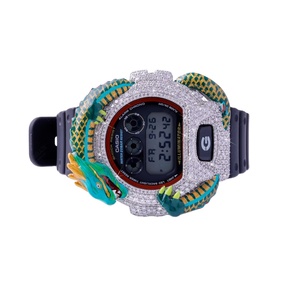 Impresionantes Relojes de Diamantes Moissanite Únicos, Semi-Engastados y con Correa de Goma Negra, Caja Redonda Artística para la Moda - Product Image 3
