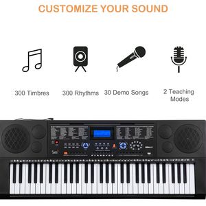 Supporto per Tastiera Portatile a 61 Tasti con Altoparlanti Integrati, Cuffie, Microfono, Poggiapauta, Schermo LCD e Porta USB per Organo - Product Image 6