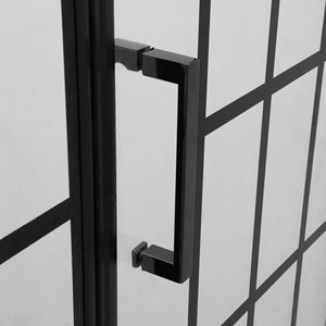 Porta doccia senza cornice 34 \ "W X 72 \" H con motivo vetro a ingresso aperto in porta doccia nero opaco - Product Image 2