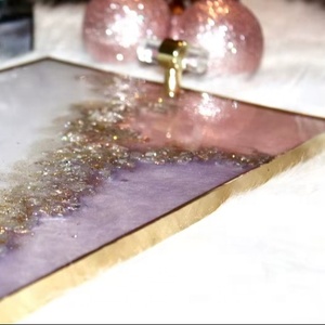 Handmade Rose Gold <b>Glitter</b> Resin Tray with Coasters - Product Image 1