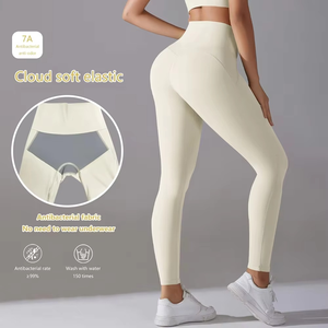 Leggings de yoga légers pour femmes, best-sellers, nouveau design avec logo personnalisé à la taille, tissu tricoté, prix de gros, taille élastique - Product Image 2