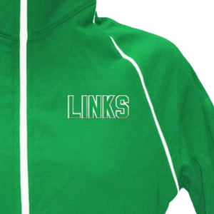The <b>Links</b> Logo Letter Track Jacket Kelly Green Full Zip Athletic Outerwear Custom Embroidered Casual Apparel Bulk Supply - Product Image 2