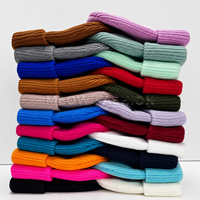 Lot de bonnets unisexes en acrylique tricoté côtelé épais avec revers, pour l'hiver, personnalisables avec logo, en provenance du Bangladesh, en liquidation, vente en gros