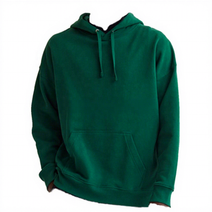 Sweat-shirt à capuche décontracté pour homme, vert, brodé, uni, avec cordon de serrage personnalisé sur le devant, en molleton de coton, coupe classique, hiver - Product Image 5