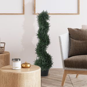 Albero di Cedro Artificiale Topiario da 90 cm, Pianta Finta a Spirale di Alta Qualità per Interni/Esterni, Illuminato, Sempreverde per Decorazioni di Halloween, in Legno - Product Image 2