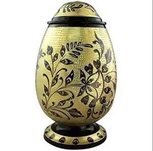 Brass Gold European Style <b>Memorial</b> Urn <b>Keepsake</b> Cremation Floral Human Ashes Casket Ossuary Storage Tabletop Decor - Product Image 1