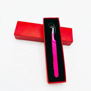 Pince à épiler professionnelle en acier inoxydable massif pour extensions de cils, gravée, rose vif, à 90 degrés, argentée, lisse, personnalisable à faible coût - Product Image 5