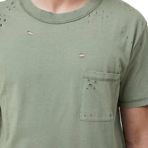 Camisetas Premium Personalizadas para Hombre, Estilo Desgastado, 100% Algodón, OEM, Alta Calidad, Transpirables, Lisas, Lavadas, Rotos, Manga Corta, Corte Regular - Product Image 5