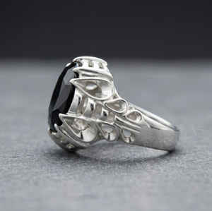 Anillo de Hombre de Plata de Ley 925 Vintage con Ónix Negro Ovalado de 10x14mm, Anillo de Coctel con Engaste de Bisel, Joyería Fina - Product Image 2